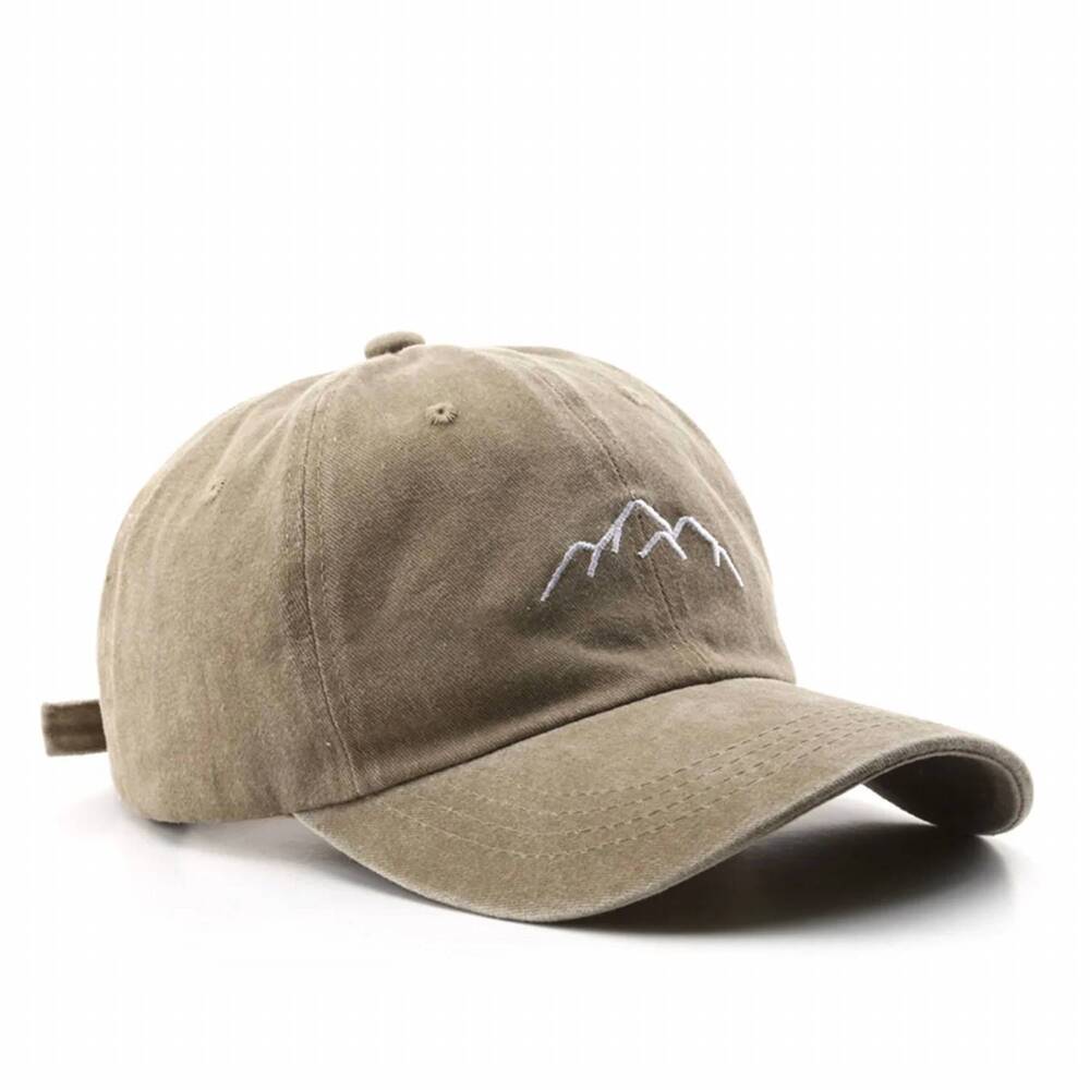 NEW ACCITY women's vintage washed distressed mountain embroidery cap in khaki